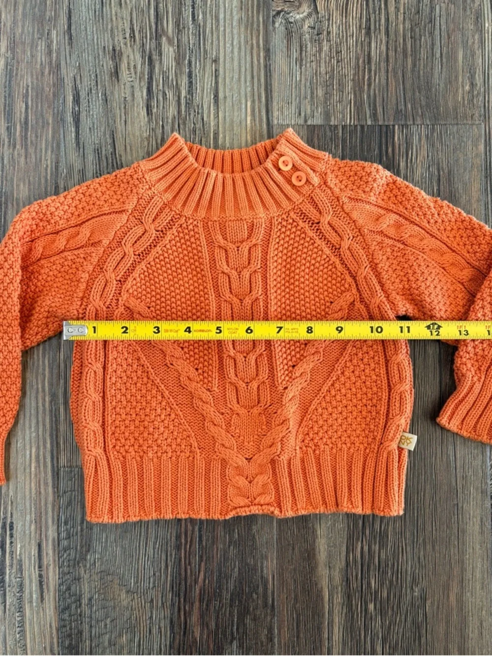DKNY Cable-Knit Baby Sweater 18-24 Mos Orange Mock Neck Pullover Chunky Preppy